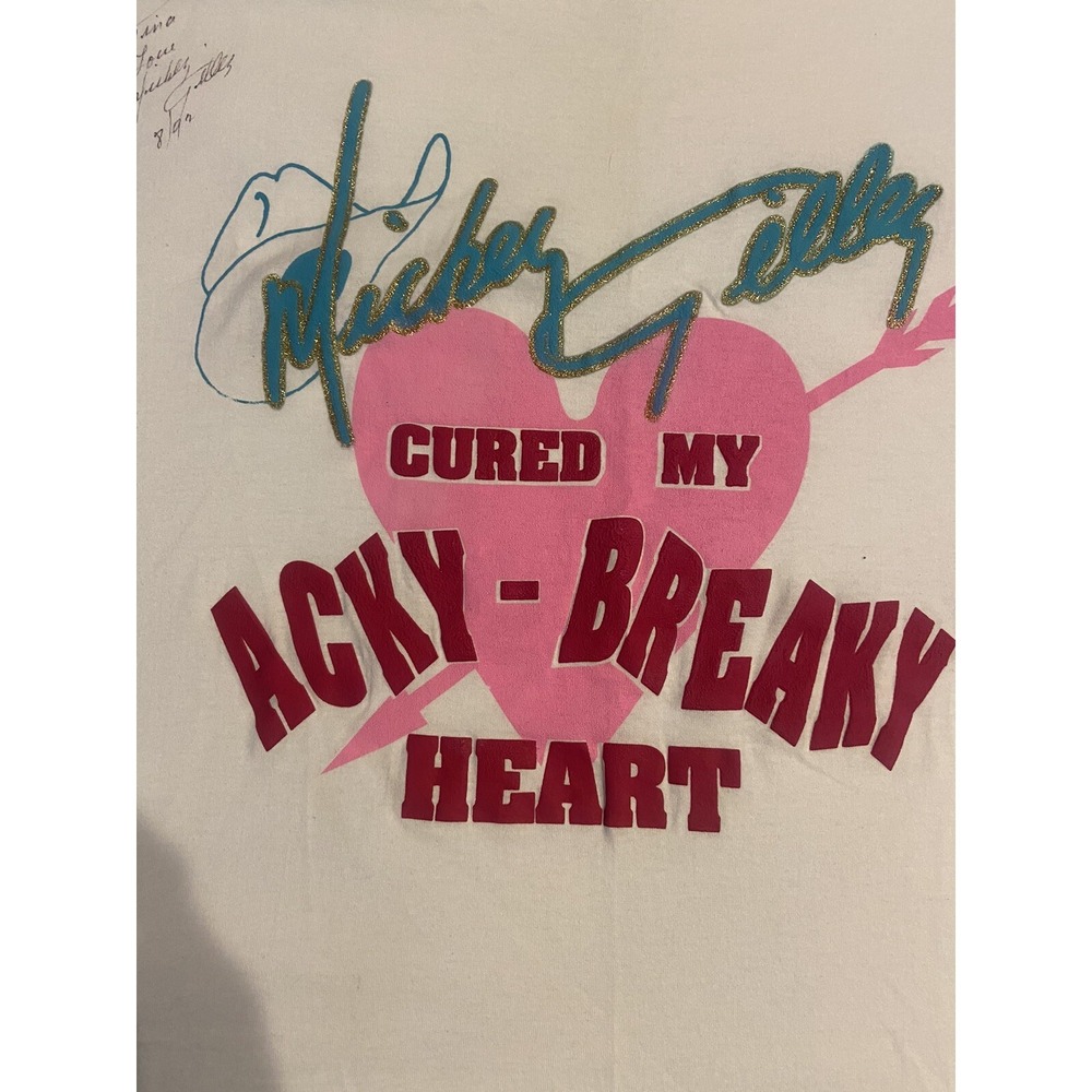 Micky Gilly T-Shirt Acky Breaky Heart SINGLE STITCH AUTOGRAPHED 2XL 1992